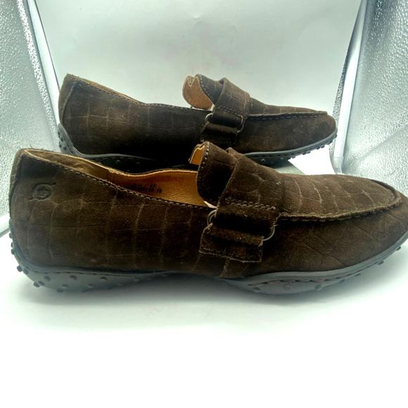 Born Alligator print Leather Driving shoes Shoe Sz 8.5 M /W Brown Loafer unisex - Picture 2 of 9